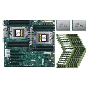 Supermicro H11DSi-NT Motherboard + 2x AMD EPYC 7702 CPU + 16x 8GB 3200MHz RAM - Picture 1 of 8
