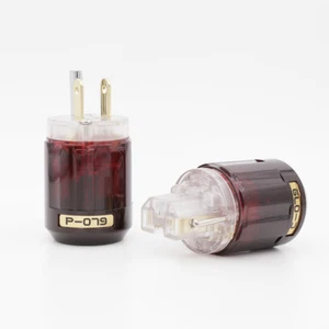 Par P079+C079 Nuevo Enchapado en Oro IEC + Enchufe de Alimentación de EE. UU. para Audio - Imagen 1 de 4
