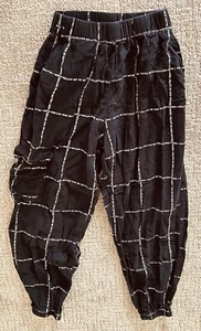 Cargo Jogger Pants Girls Size M Paris Checked Black Cotton Stretch Skater Goth - Picture 1 of 3