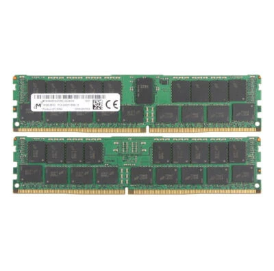 32GB Micron 2x 16GB PC4-2400T-RBB-10 2RX4 DDR4 2400Mhz  Memory RAM ECC Server·· - Image 1 of 4