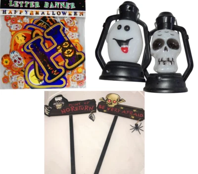 FNA FASHIONS HALLOWEEN BANNER HOF SCHILD GIRLANDE GEFÄLSCHTE WAFFE NEU PARTYGESCHENKE ZUBEHÖR UK