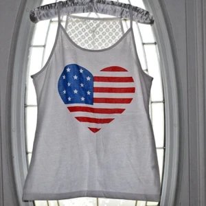BOBBIE BROOKS Girls Tank Star Heart American Flag Mesh Size M 7/8 - Picture 1 of 4