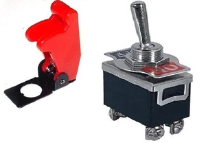 1 PIEZA INTERRUPTOR DE PALANCA DE SEGURIDAD DPST 20AMP@125VAC CON CUBIERTA ROJA #66-1804/66-5015 - Imagen 1 de 3