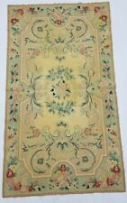 Vintage Hand Made French Design Multicolor Wool Aubusson Rug Carpet 145x82cms