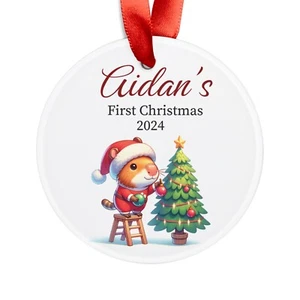 Personalized Capybara First Christmas Ornament 2024 Custom Name Holiday Keepsake - Picture 1 of 4