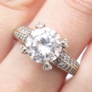 925 Sterling Silver Round-Cut C Z Engagement Ring Size 9.25 - Picture 1 of 9