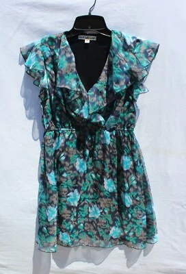 YA LOS ANGELES Flutter Sleeve Ruffle V- Neckline Dress - Size Medium - Image 1 of 4