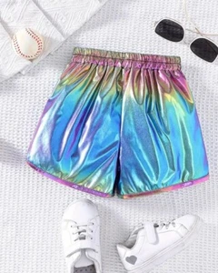 Girls Shorts Ombre Shiny Purple Silver Pink Dance Party Concerts NEW - Picture 1 of 31