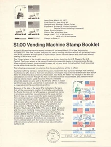 #7702 $1 Vending Booklet Stamp #1623c Souvenir Page - Picture 1 of 1