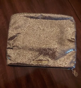 VICTORIA'S SECRET*Gold Glitter*Zippered Fold Over Clutch/Bag*10"X 12" - Picture 1 of 6