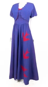 Vintage 1940s Emma Domb Party Lines Couture Evening Gown Appliqué Birds - Picture 1 of 8