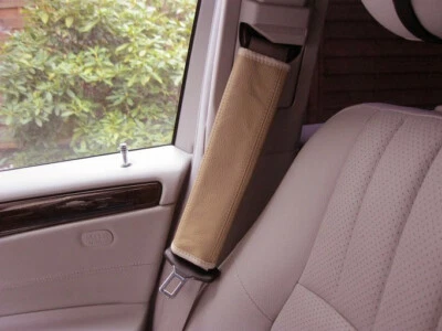 2 x Gurtpolster 100% echtes Leder beige Polster Gurtschoner Schulterpolster - Bild 1 von 3