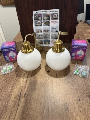 Настенные бра, перезаряжаемый набор из 2, многофункциональные настенные светильники с пультом дистанционного управления - Изображение 1 из 4