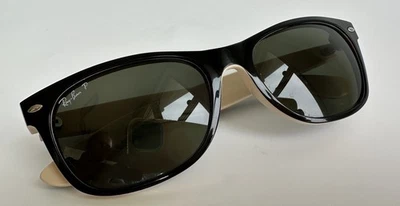 Ray Ban Polarized New Wayfarer Color Block Black & Beige Sunglasses Frames *Rx - Image 1 of 4