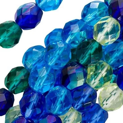 Jablonex Fire Polished 8mm Glass Bead Mix-  Lagoon Mix (50 beads) - Imagem 1 de 2