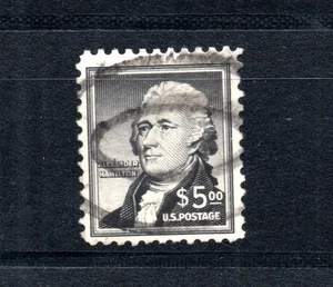 US 1956 old $5.00 A Hamilton stamp (Michel 675) nice used - Picture 1 of 2