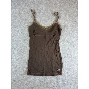 Vintage Y2K Hollister Stretch Cami Tank Top Womens XS Brown Lace Trim Fairycore - Picture 1 of 10