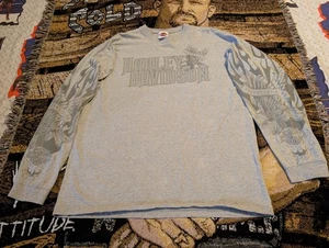 Vintage Harley Davidson Langarm Tribal Sleeves Grau L - Bild 1 von 19
