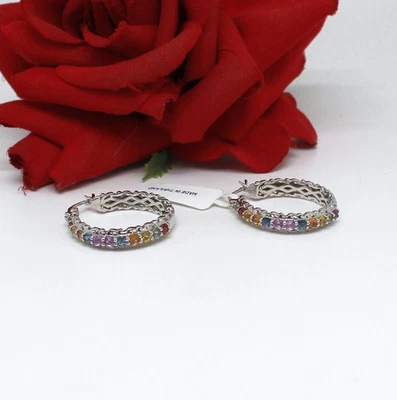 纯银 STS 宝石全新带标签穿孔环耳环 10.7 克猫救援 — 第 1/2 张图片