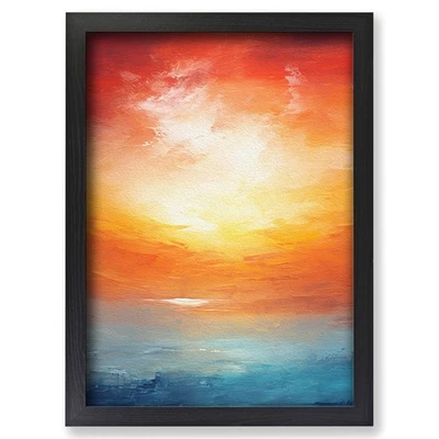 Framed Sunset Abstract Art No.3 Wall Art Canvas Print Poster Picture, Home Decor - Image 1 of 4