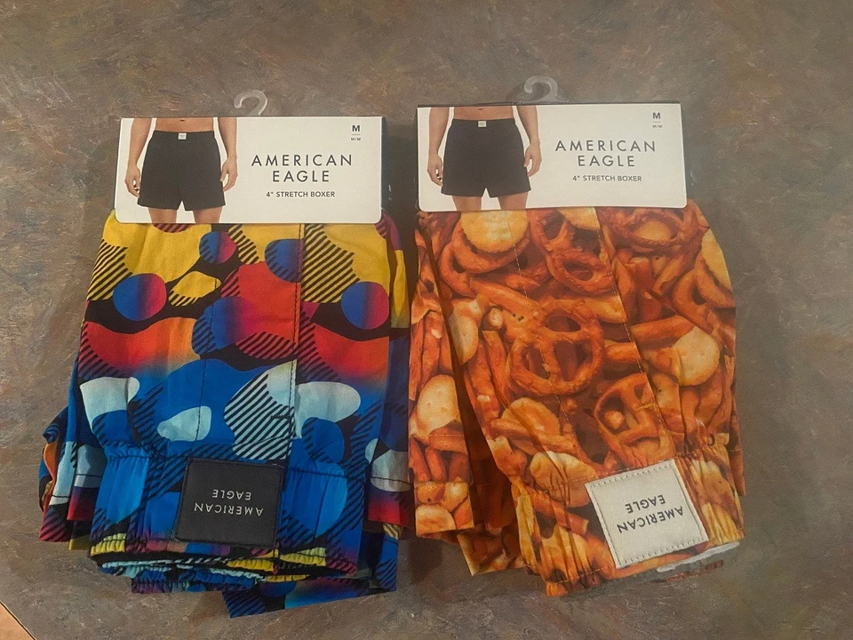 Boxers elásticos American Eagle 2 pares tamanho médio; lanches e design Pretzel - Imagem 1 de 1