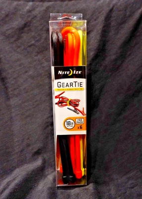 Nite Ize Gear Tie Reusable Rubber Twist Tie Pro Pack - 6-Pack - GTPP18-A1-R8 - Image 1 of 4