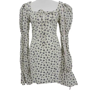 Missguided Petite Womans size 2 Poplin Puff Sleeve Mini Ditzy Floral Dress NEW - Picture 1 of 10