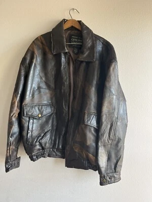 Chaqueta negra Maxam diseño mosaico italiano cuero envejecido piel de cordero para hombre XL DE COLECCIÓN Foto 1 de 4