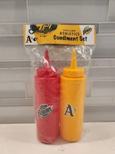 NUOVO Vintage Oakland Athletics A's Ketchup Senape Condimento Bottiglia Set 2006 SGA - Foto 1 di 8