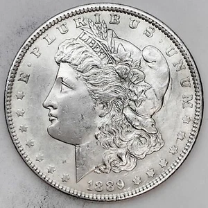 1889 AU UNCIRCULATED MORGAN SILVER DOLLAR 90% SILVER $1 US COIN -NICE! J69 - Picture 1 of 2