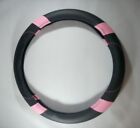 2016 Black & Pink Slip-On Pu Steering Wheel Cover Perfect Fit Non-Slip Handling