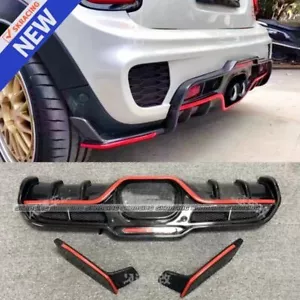 Labio difusor de parachoques trasero de fibra de carbono + rojo para Mini Cooper S F54 F55 F56 F57 - Imagen 1 de 8