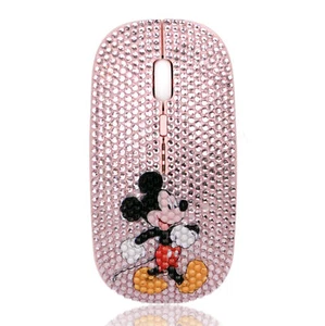 Bling Mickey Mouse Crystal Rhinestone 2.4G Wireless Flat Optical Mice Gift - Picture 1 of 4