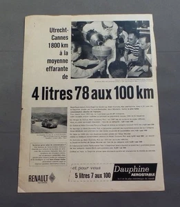 PUB PUBLICITE ANCIENNE ADVERT CLIPPING 070717 / VOITURE DAUPHINE-GORDINI RENAULT - Imagen 1 de 1
