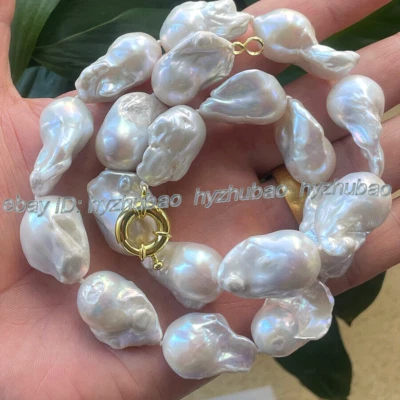 Enorme collar de perlas barrocas blancas naturales del Mar del Sur de 16" 18" 20" 36" 18-25 mm Foto 1 de 4