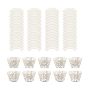 Elegant Cupcake Wrappers – 50pcs White Lace Liners for Wedding & Party Decor - Picture 1 of 5