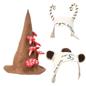 Exquisite Halloween Hat Adults Cosplay Costume Decorations Wool Horn Hats - Picture 1 of 10