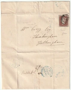 1850 LINCS =477= ZIFFER LOUTH 4 MGN 1d IMPERF LETTER M/S 'MISSENT TO' STAMFORD - Bild 1 von 3
