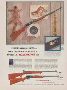 1955 Winchester 22 Rifles - Model 61, Model 63, Model 75 - Print Ad Photo Art - Picture 1 of 1