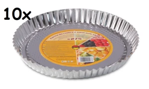 10er Set Quiche- & Obstkuchen Formen Backform Weißblech, 200mm - Bild 1 von 1