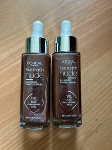 2x Loreal True Match Nude Plumping Tinted Serum Foundation Very Deep 10-12 (NEW) - Picture 1 of 2