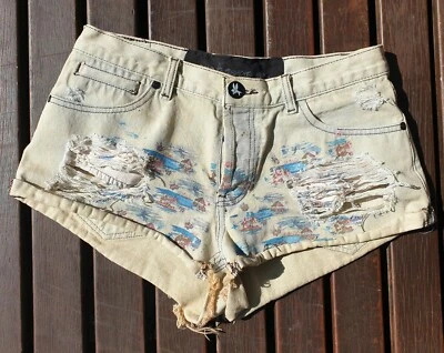 Pantalones cortos One Teaspoon Cutt Off pintados Bandits talla 10 muestra? palm island RARO Foto 1 de 4
