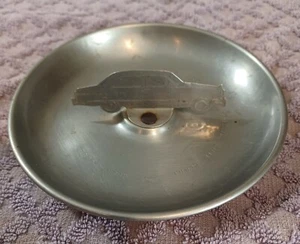 Vintage 1950 Cursive Ford Auto Pressed Steel Plant Open House Metal Ashtray Dish - Picture 1 of 7