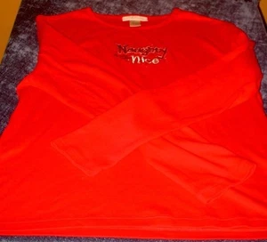 Womens long sleeve Christmas shirt "naughty is the new nice" L Free USA Shipping - Picture 1 of 3