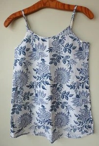 FLAX  Designs  LINEN  Cami     2G & 3G   NWT  Late Night Cami BLUE FLORAL - Picture 1 of 8