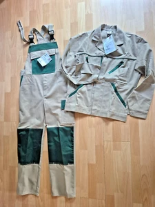 Latzhose und Arbeitsjacke 48 neu - beige khaki Tischler Schreiner Holz Berufe - Bild 1 von 7