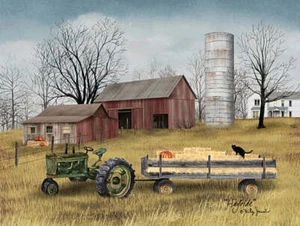 Billy Jacobs Hay Ride Farm Pumpkin Black Cat Art Print-12 x 9 - Picture 1 of 1