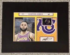 LEBRON JAMES ART ACEO PRINT CUSTOM MATTED 8 X 10 ARTIST DRAWN FACSIMILE AUTO - Picture 1 of 4