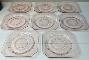 Jeanette Glas Adam Muster Rosa Depression Glas Untertassen 8er Set - Bild 1 von 7