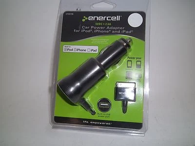 ENERCELL 2730736 CAR POWER ADAPTER  2.6A IPOD,IPHONE,IPAD ,USB-PORT, 30 PIN - Image 1 of 4